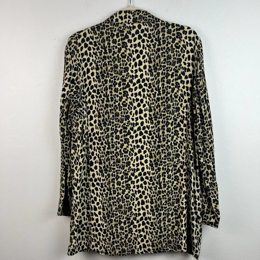 Mng Casual Leopard Print Open Front Jacket Womens… - image 6